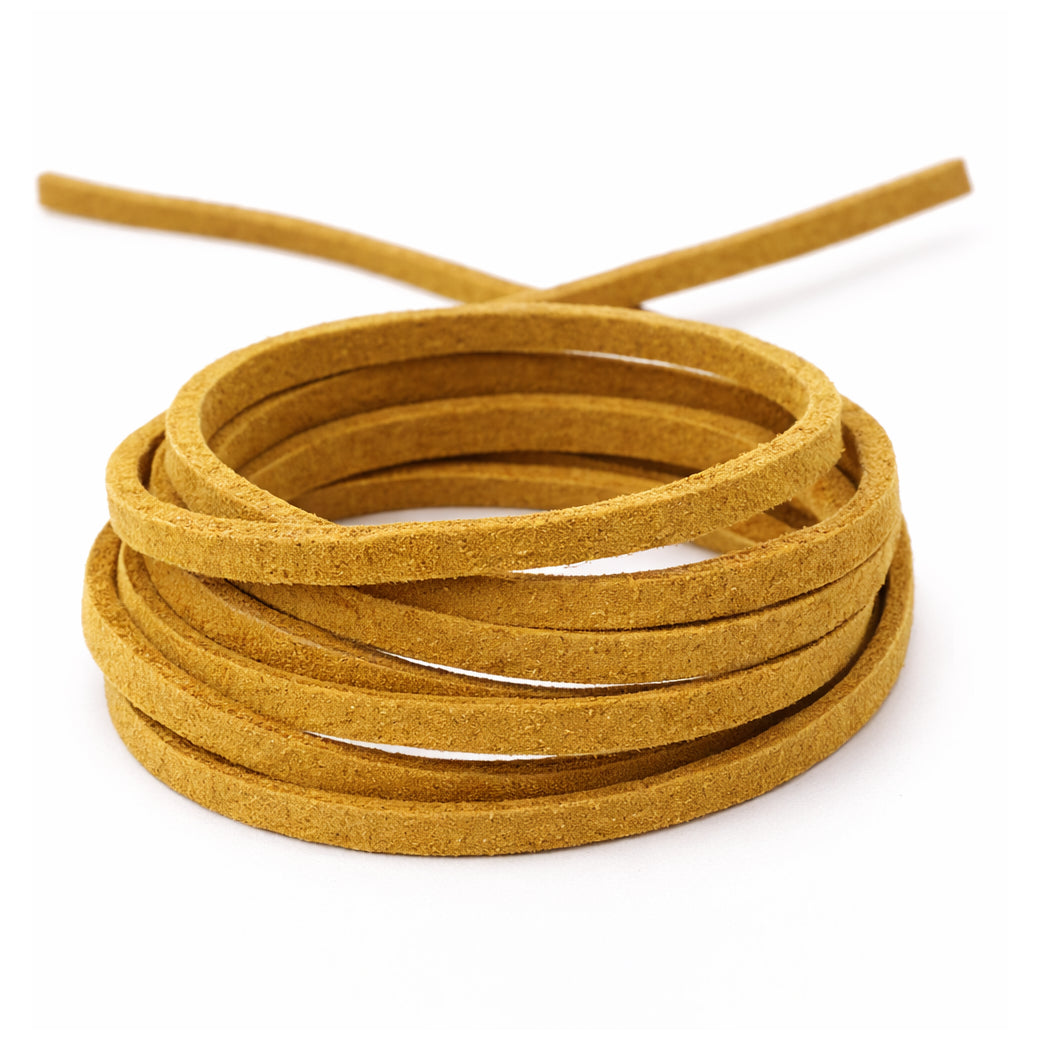 3mm Flat Genuine Leather Cord 5.5 Yards Tan Leather Lacing for Jewelry Making, Braiding and Craft Projects