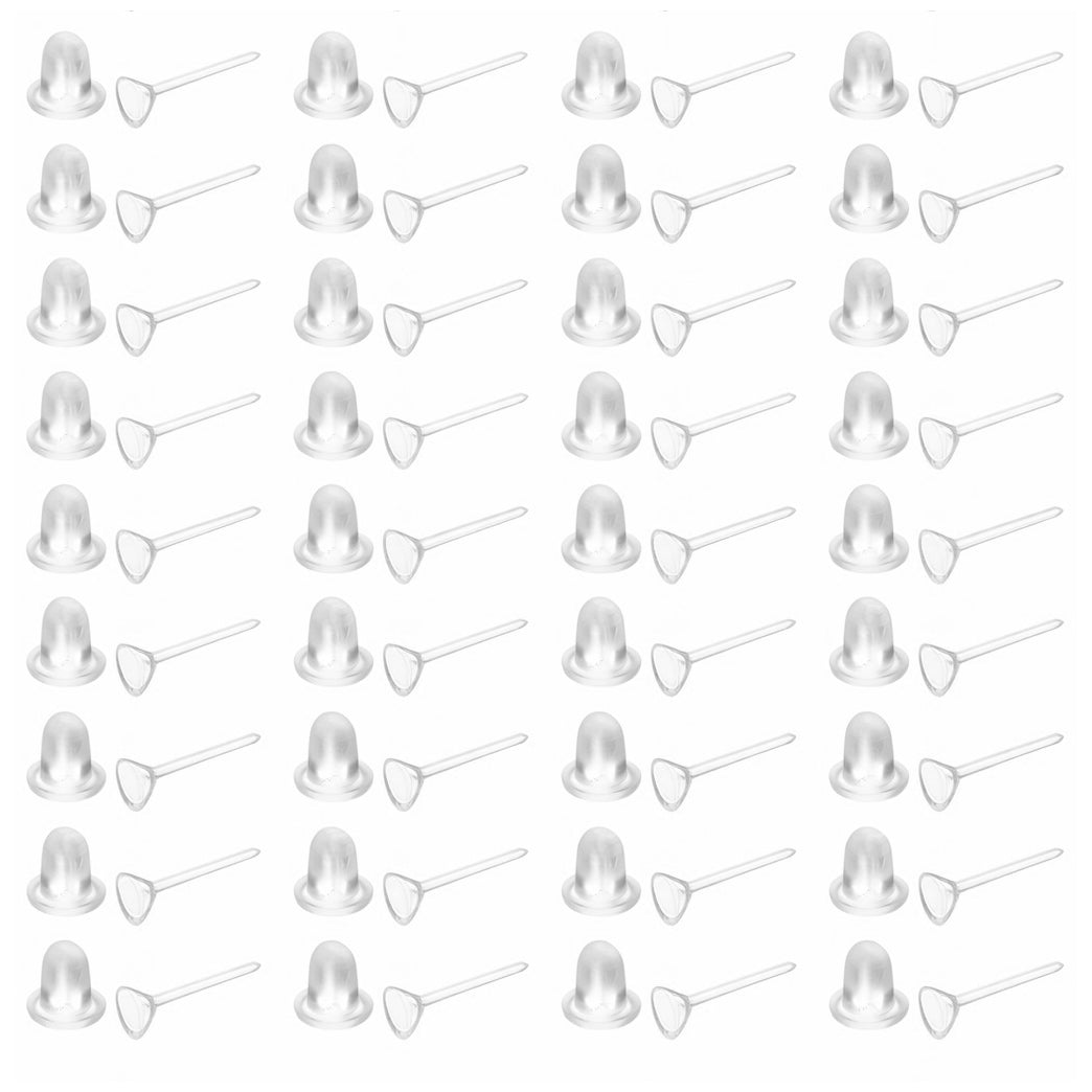 Clear Plastic Stud Earrings for Sports and Work Invisible Retainers for Sensitive Ears