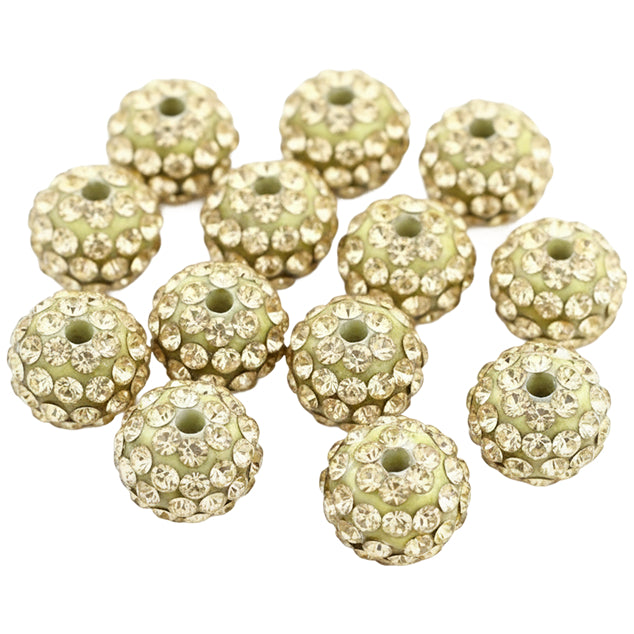 10mm White Rhinestone Beads for Jewelry Making Round Disco Crystal Beads for DIY Bracelets, Earrings and Necklaces