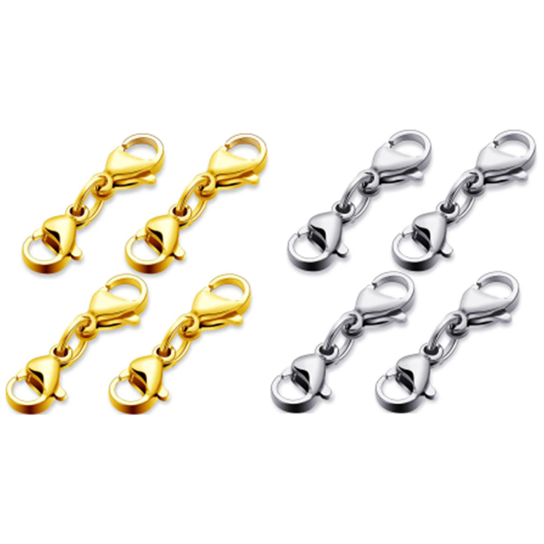 Stainless Steel Double Lobster Clasp Necklace Extenders for DIY Jewelry Making