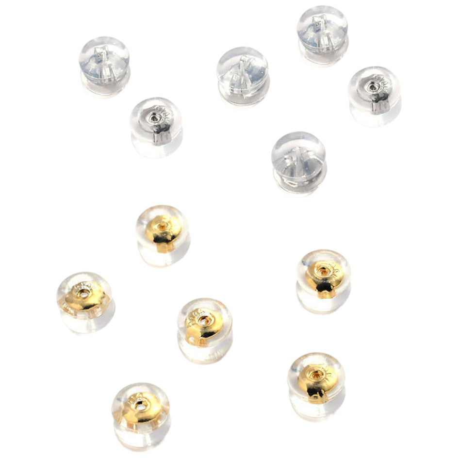 18K Gold Plated Silicone Earring Backs Hypoallergenic Secure Locking Stud Backings for Women Men Kids
