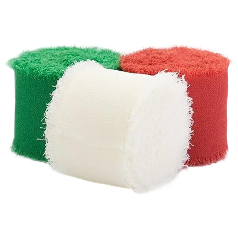 1.5 Inch x 7 Yards Chiffon Silk Ribbon Set for Wedding Bouquets, Gifts, and Decorations, Pack of 3