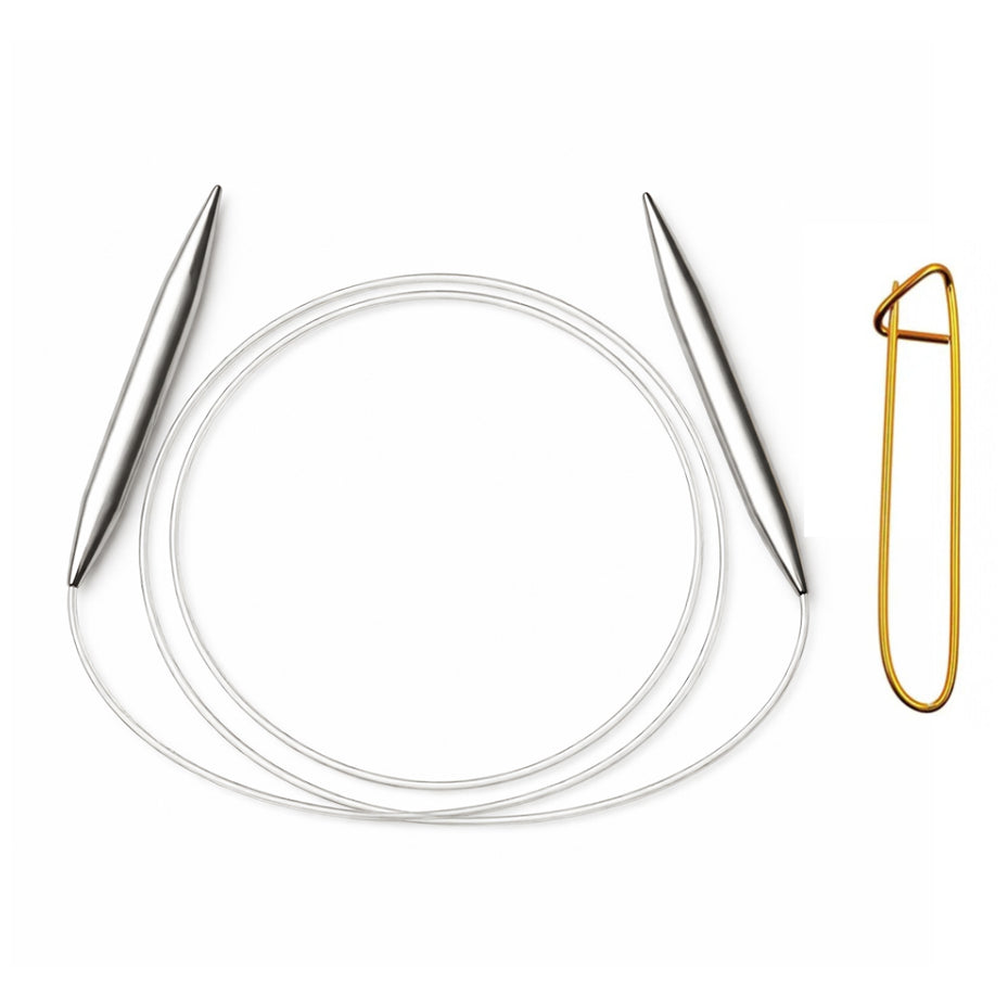 Stainless Steel Circular Knitting Needles with Stitch Holder for Hats Sleeves Scarves Baby Sweaters and Small Projects