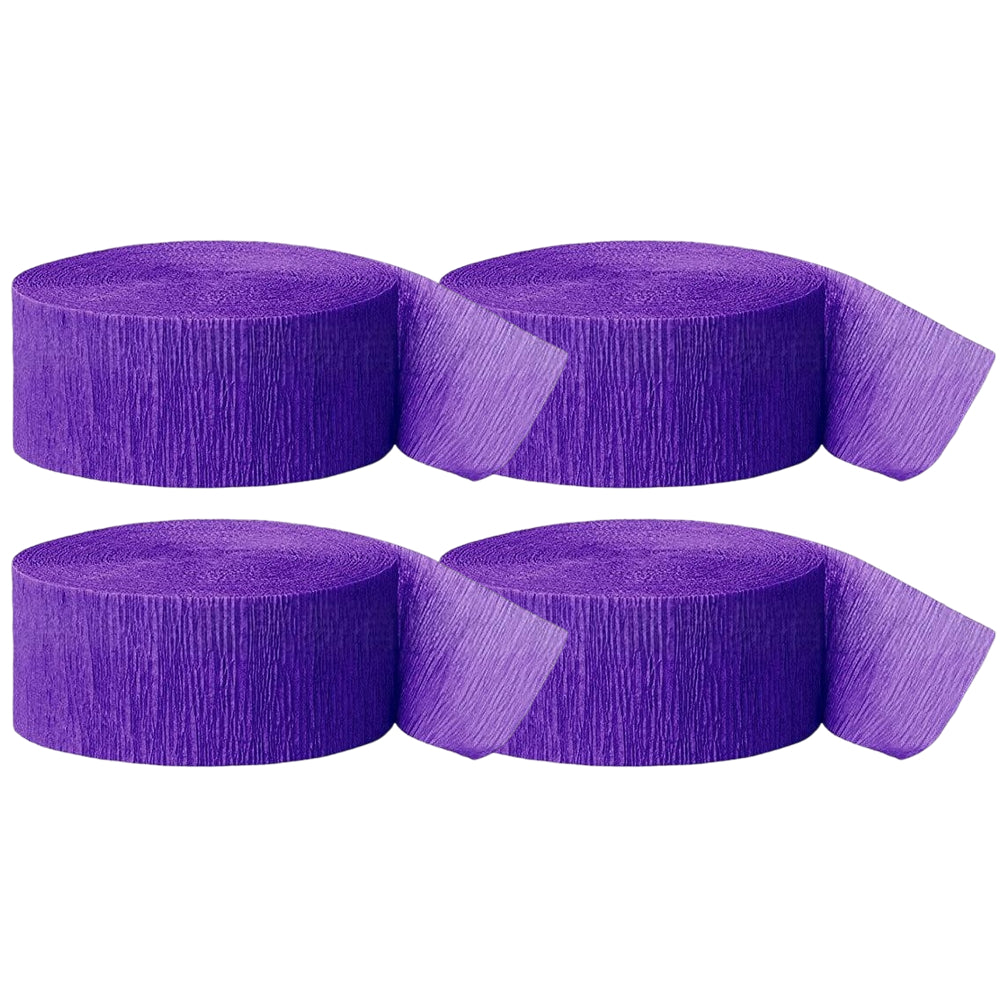 Crepe Paper Streamer Rolls for Birthday Parties, Baby Showers, Weddings, and Event Decorations, Pack of 4