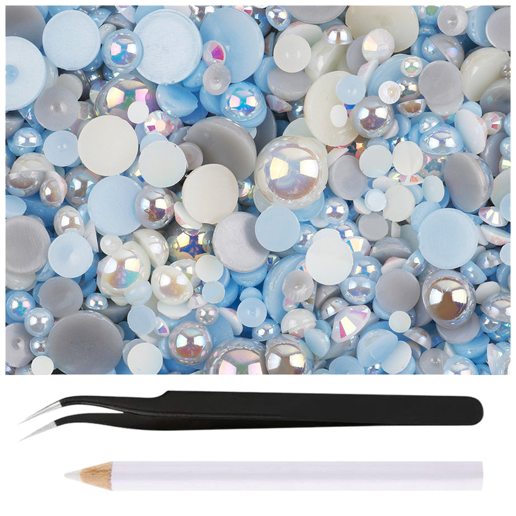 30g Mixed Flatback Rhinestones and Half Pearls for DIY Crafts Shoes Nails Tumblers Garments Bags
