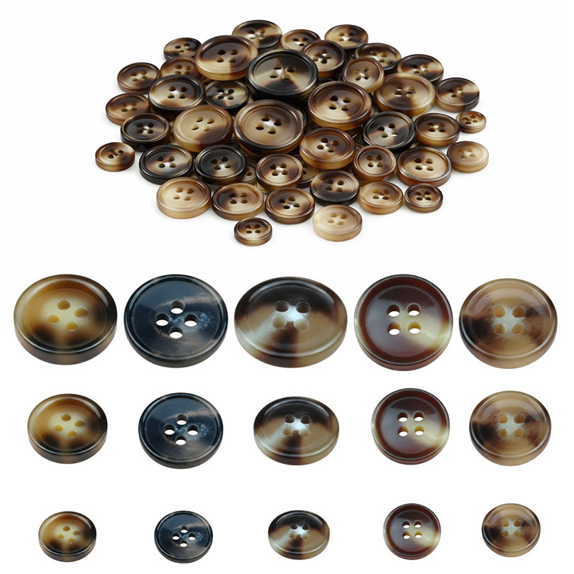 Mixed Sewing Buttons 4 Hole Resin Buttons 15mm 20mm 25mm for Clothing and Crafts, Pack of 110