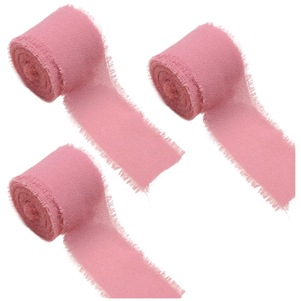 1.5 Inch Chiffon Ribbon 3 Rolls 15 Yards Total for Wedding Bouquets and Floral Decorations