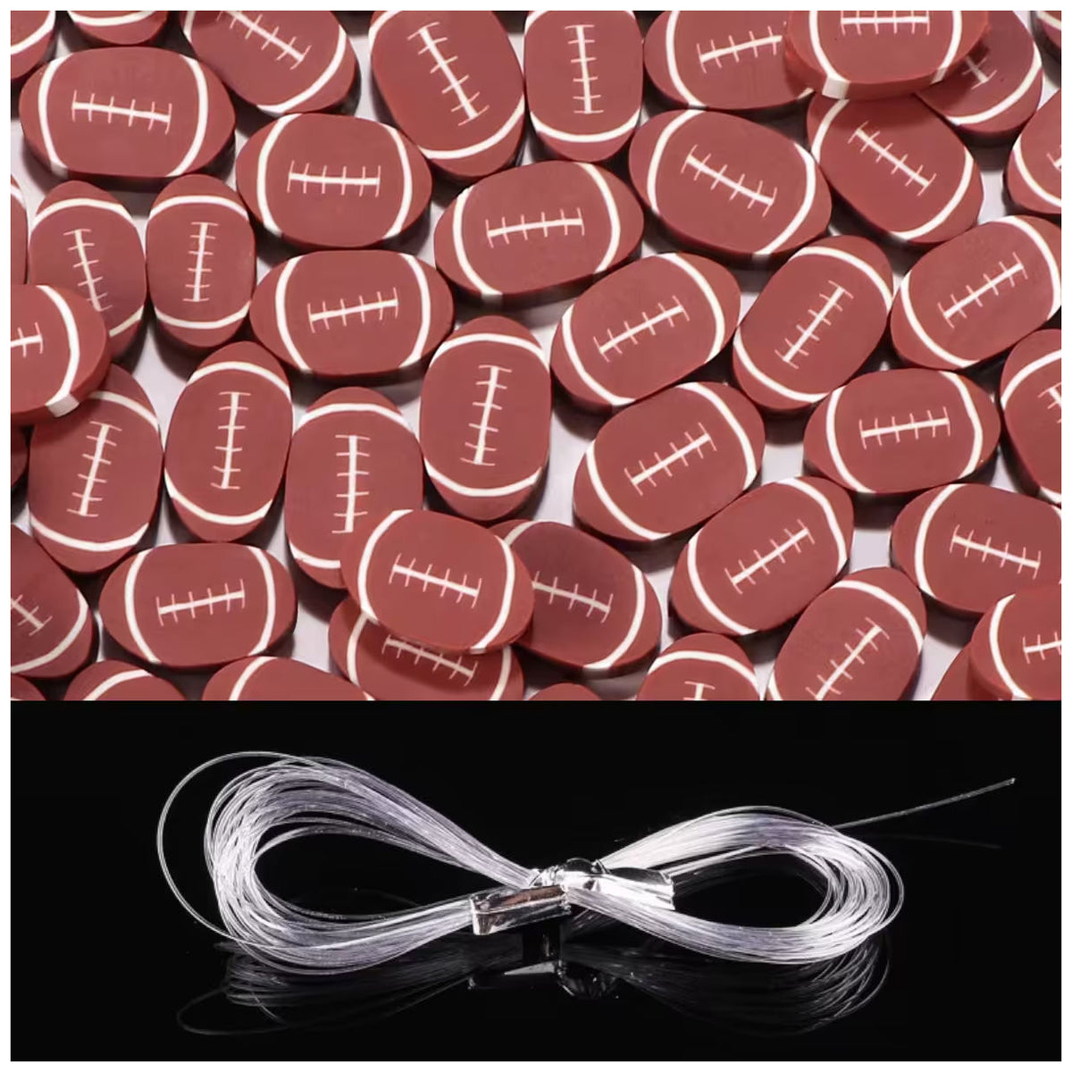 Sports Ball Polymer Clay Beads 8-11mm with Elastic String for Jewelry and DIY Crafts, Pack of 100