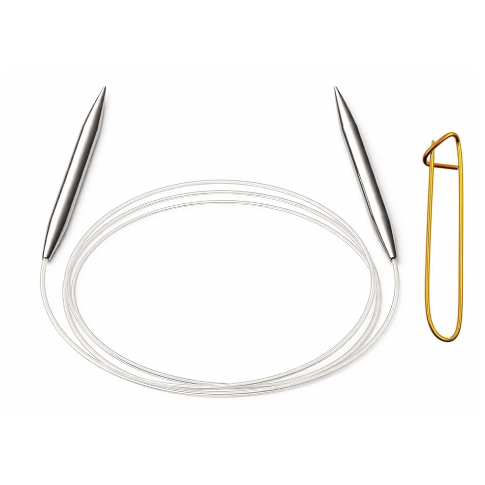 Stainless Steel Circular Knitting Needles with Stitch Holder for Hats Sleeves Scarves Baby Sweaters and Small Projects