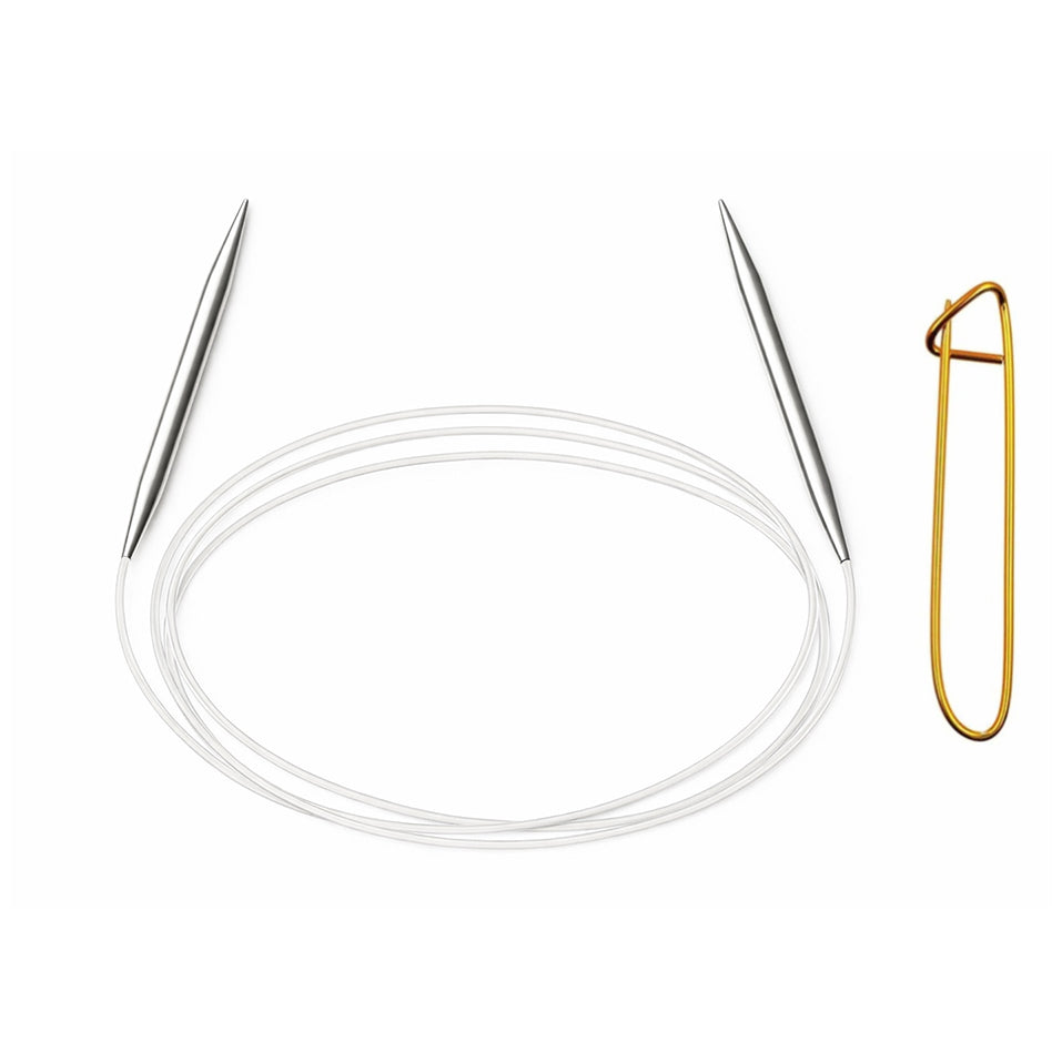 Stainless Steel Circular Knitting Needles with Stitch Holder for Hats Sleeves Scarves Baby Sweaters and Small Projects