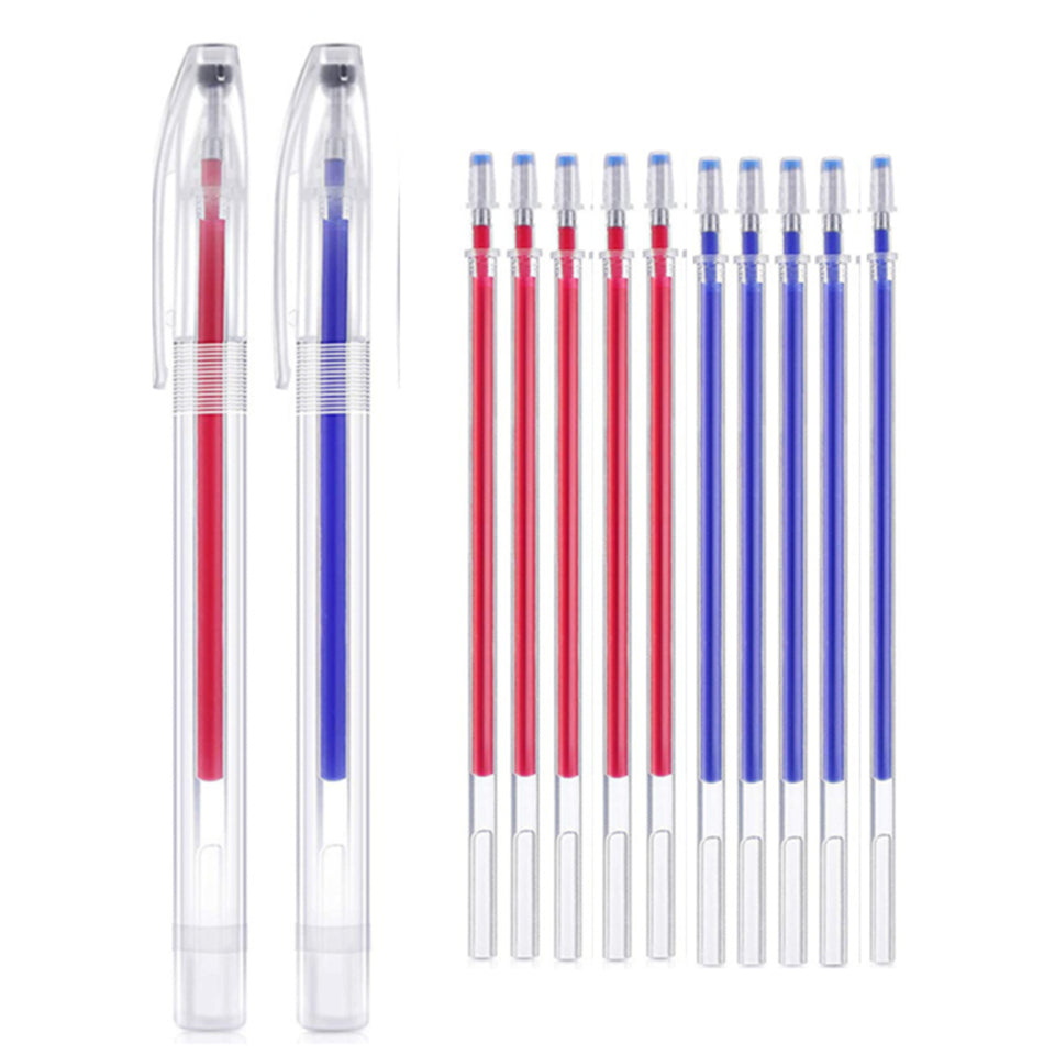 Heat Erasable Fabric Marking Pens with Refills for Sewing Quilting Dressmaking and Tailor Chalk Marking Tools