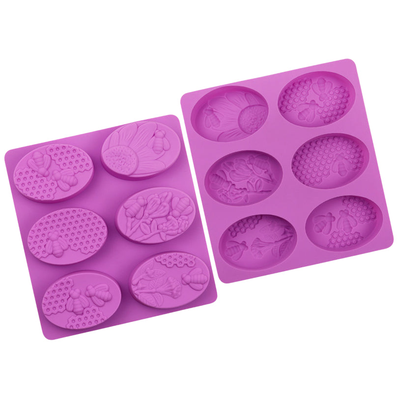 Silicone Soap Molds with 6 Cavities for DIY Soap Wax Chocolate Baking Crafts, Pack of 2