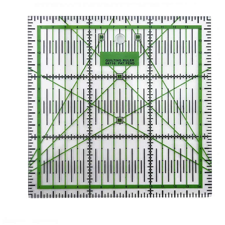 Non-Slip Acrylic Square Quilting Ruler with Numbering and Angle Guides for Sewing and Craft Projects