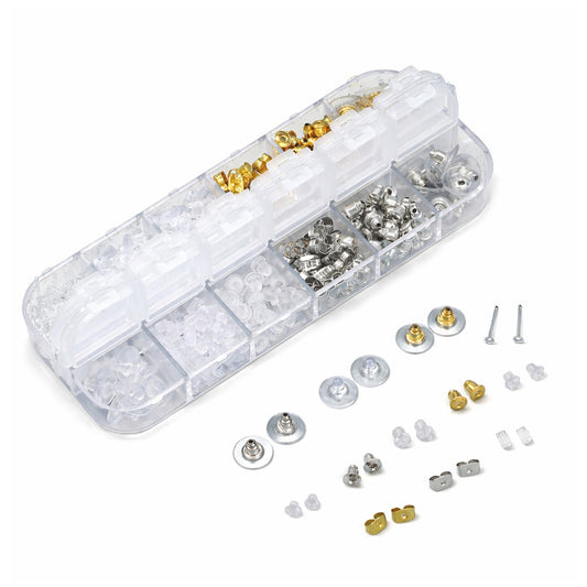 12 Styles Earring Backs Replacement Kit Silicone Rubber and Metal Stoppers for Studs Hoops and Hooks