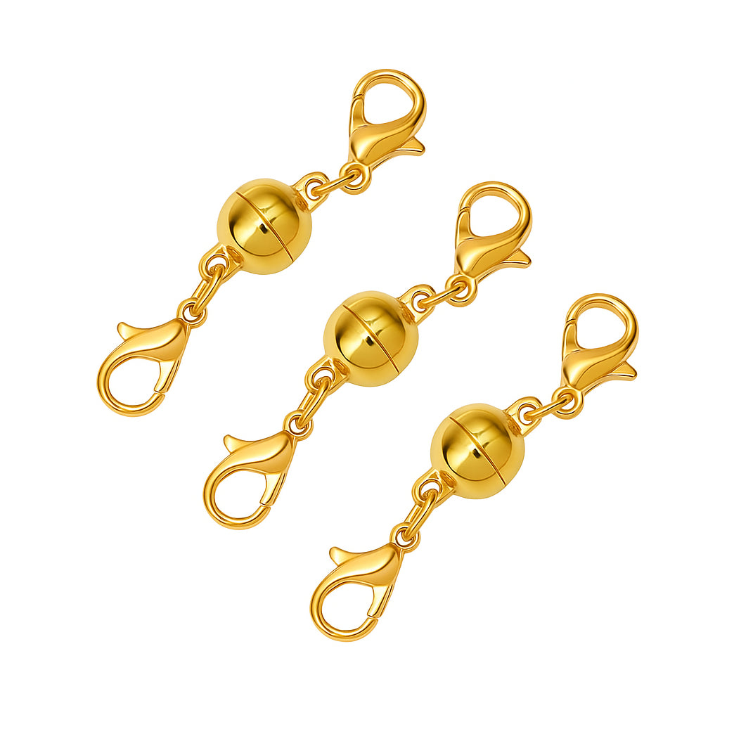 14K Gold Magnetic Necklace Clasp With 925 Sterling Silver Double Lobster Closure for Jewelry Repair
