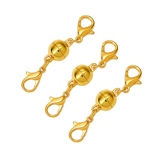 14K Gold Magnetic Necklace Clasp With 925 Sterling Silver Double Lobster Closure for Jewelry Repair