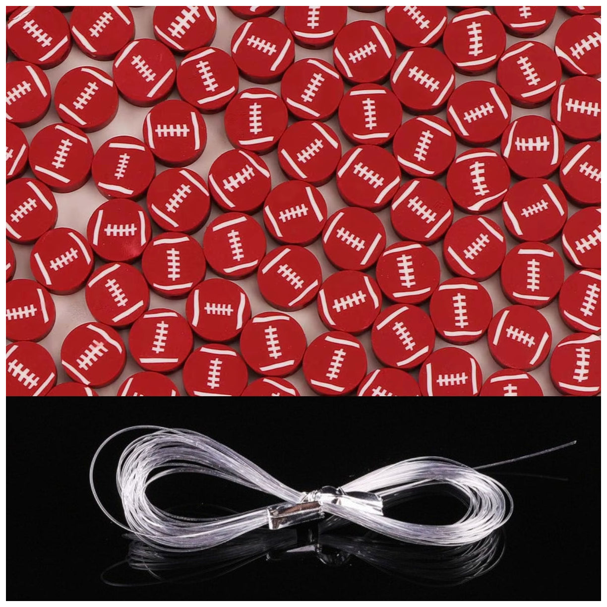 Sports Ball Polymer Clay Beads 8-11mm with Elastic String for Jewelry and DIY Crafts, Pack of 100