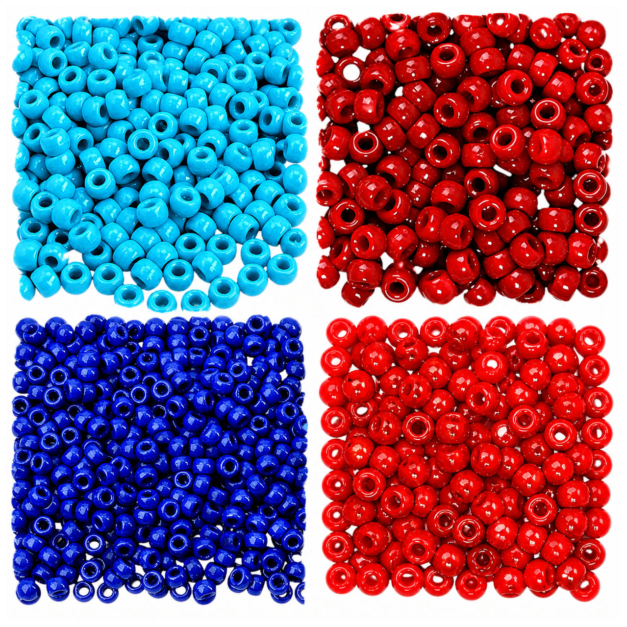 Pony Beads 6 x 9 mm Plastic Craft Beads for DIY Jewelry Hair and Decorations, Pack of 1200