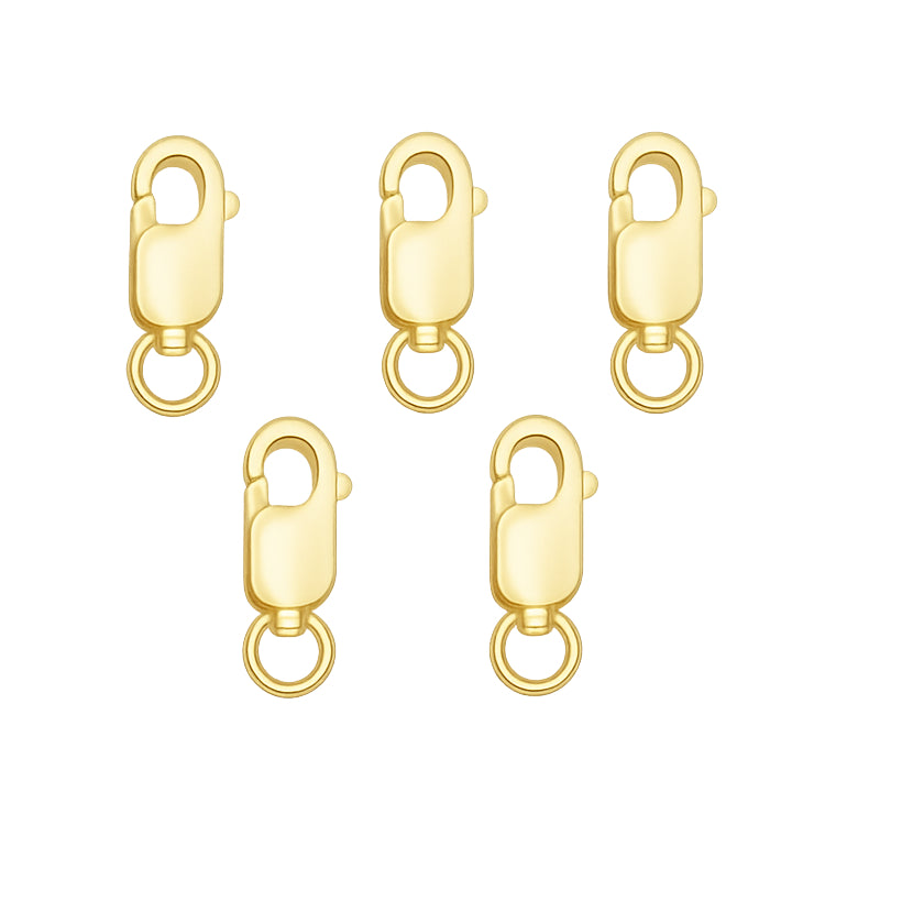 18K Gold Rectangle Lobster Claw Clasps with Jump Rings for DIY Jewelry Making, Hypoallergenic Nickel Free