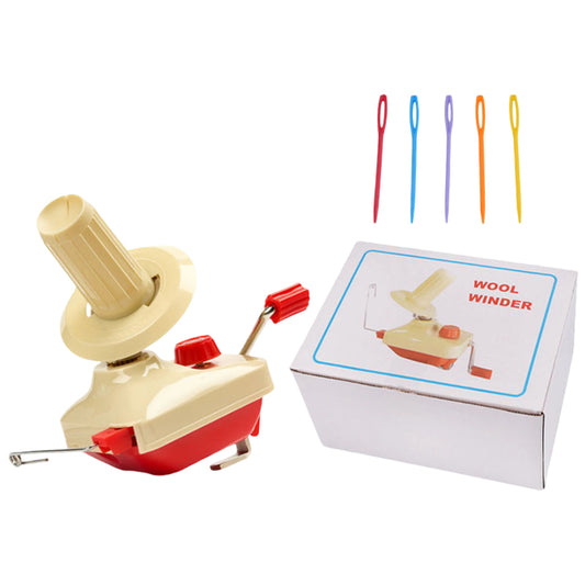 Hand Operated Yarn Ball Winder with Metal Clamp and Needles Set for Knitting and Crochet