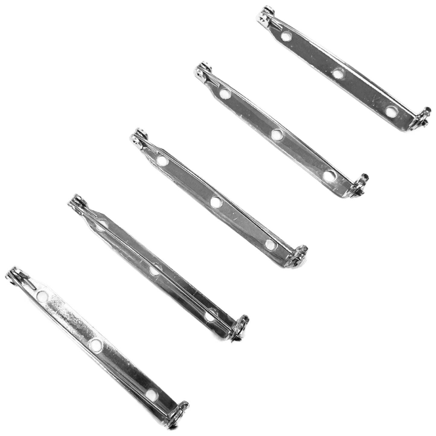 Silver Brooch Pin Back Bars Pinback Clasps for Badges Crafts Name Tags Jewelry DIY, Pack of 60