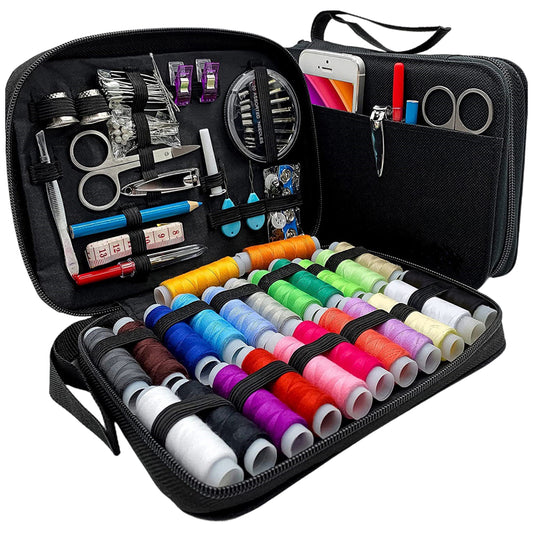 Portable Sewing Kit for Adults with Needles, Thread, and Tools for Travel and Clothing Repairs