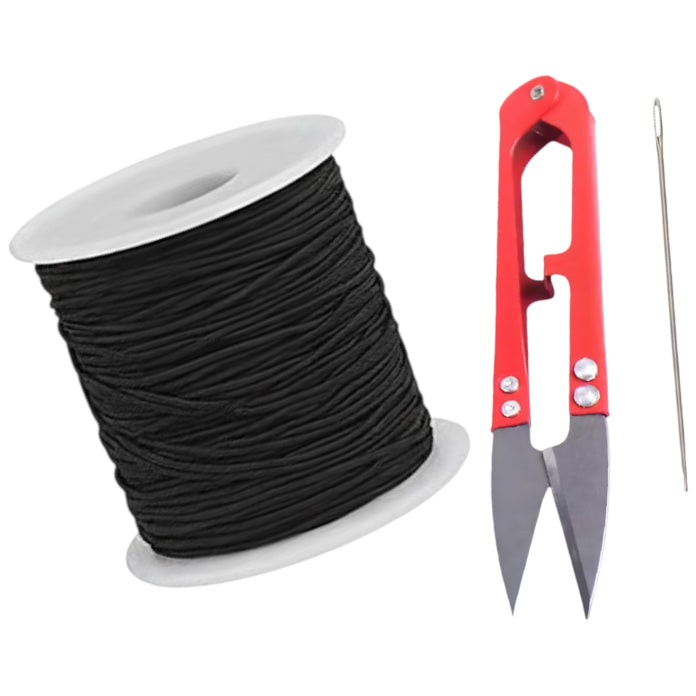 50 Yards Each Roll Nylon Core Spun Elastic Cord With Needle and Scissors for Jewelry Making and Crafts