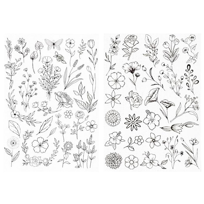 Water Soluble Embroidery Stabilizer Stick and Stitch Transfer Paper with Pre Printed Patterns for Hand Sewing Beginners, Pack of 2