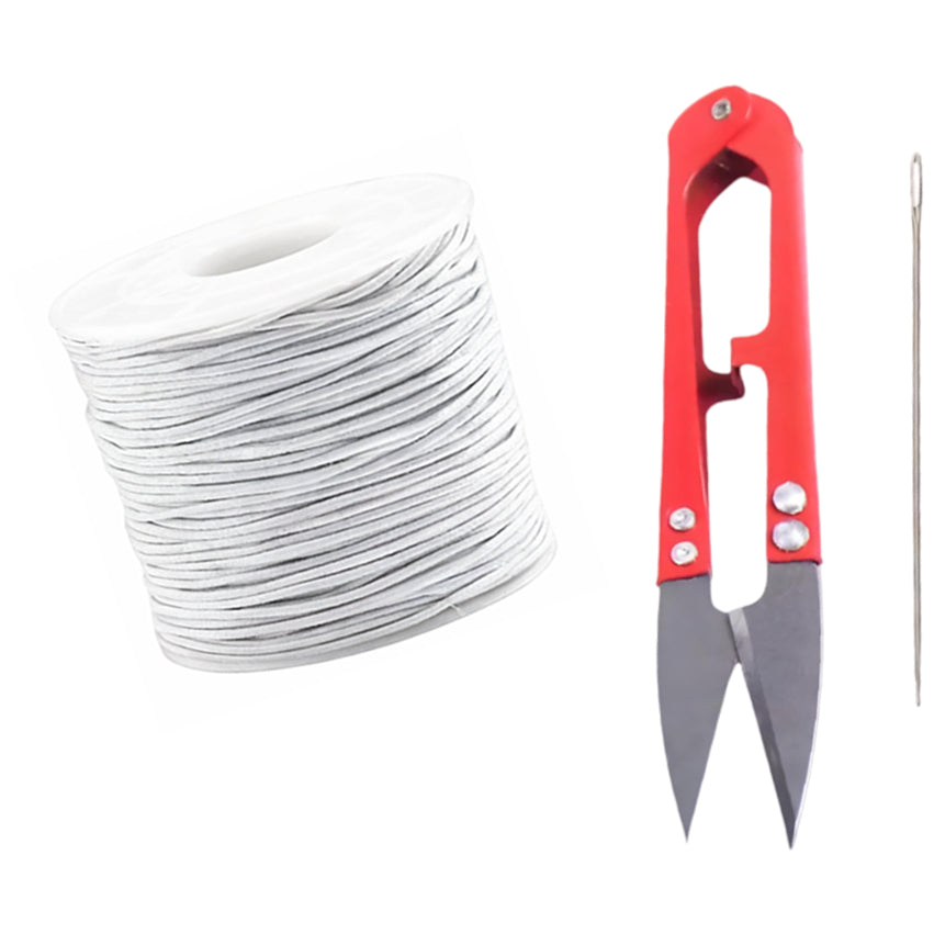 50 Yards Each Roll Nylon Core Spun Elastic Cord With Needle and Scissors for Jewelry Making and Crafts
