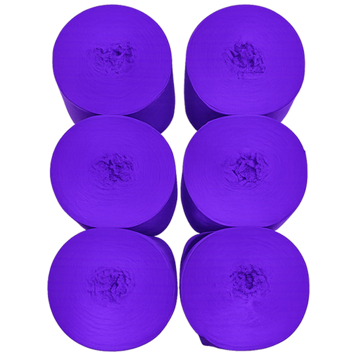 Crepe Paper Streamers 82ft Each Roll for Birthday, Wedding, and Party Decorations 1.77 Inch, Pack of 6