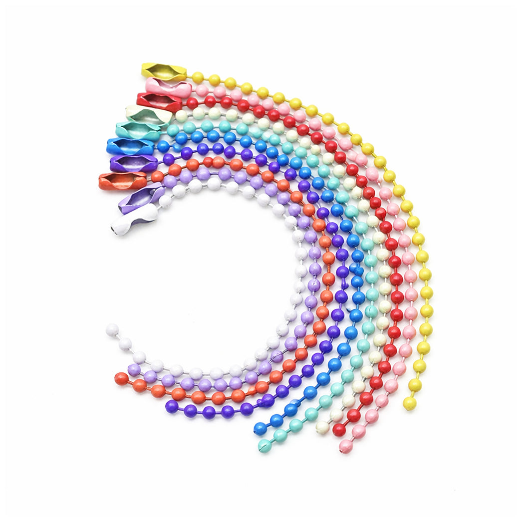 Ball Bead Chain Keychains 4.72 Inch Metal Dog Tag Chains with Connectors, Pack of 100