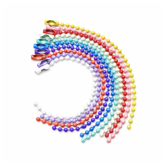 Ball Bead Chain Keychains 4.72 Inch Metal Dog Tag Chains with Connectors, Pack of 100