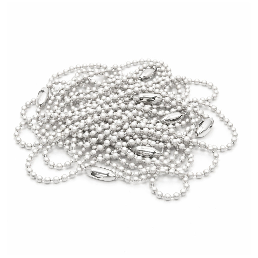 Ball Bead Chain Keychains 4.72 Inch Metal Dog Tag Chains with Connectors, Pack of 100
