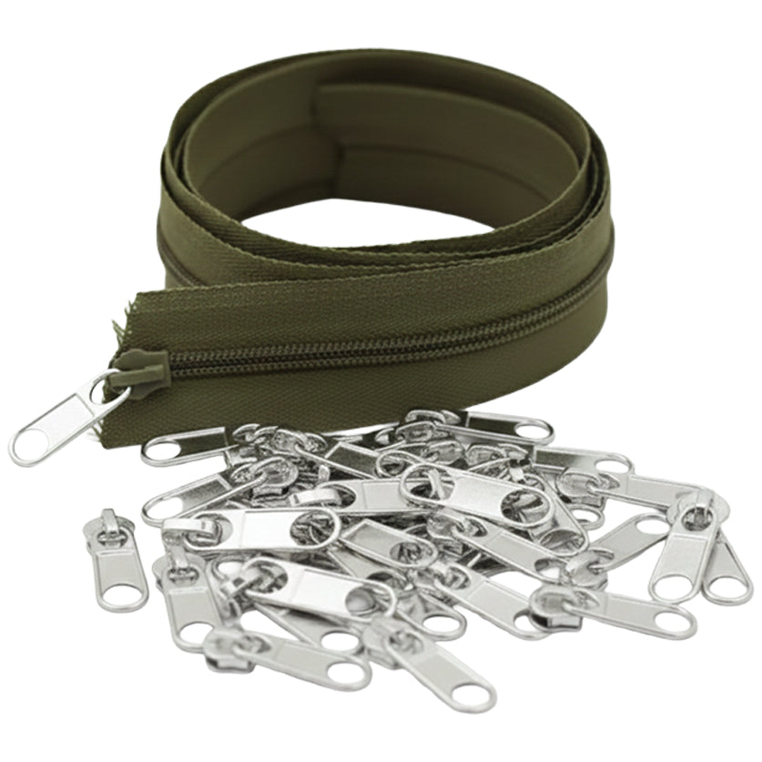 10 Yard Nylon Coil Zipper Roll with 25 Sliders Bulk Sewing Zippers for Bags Clothing Cushions and DIY Crafts