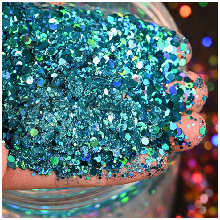 160g Holographic Chunky Glitter for Resin Art, Nails, Face, Hair, Tumblers, Crafts, and DIY Decorations