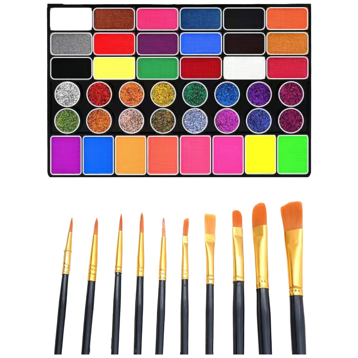 Color Face and Body Paint Kit with Artist Brushes for Halloween Cosplay and Party Makeup