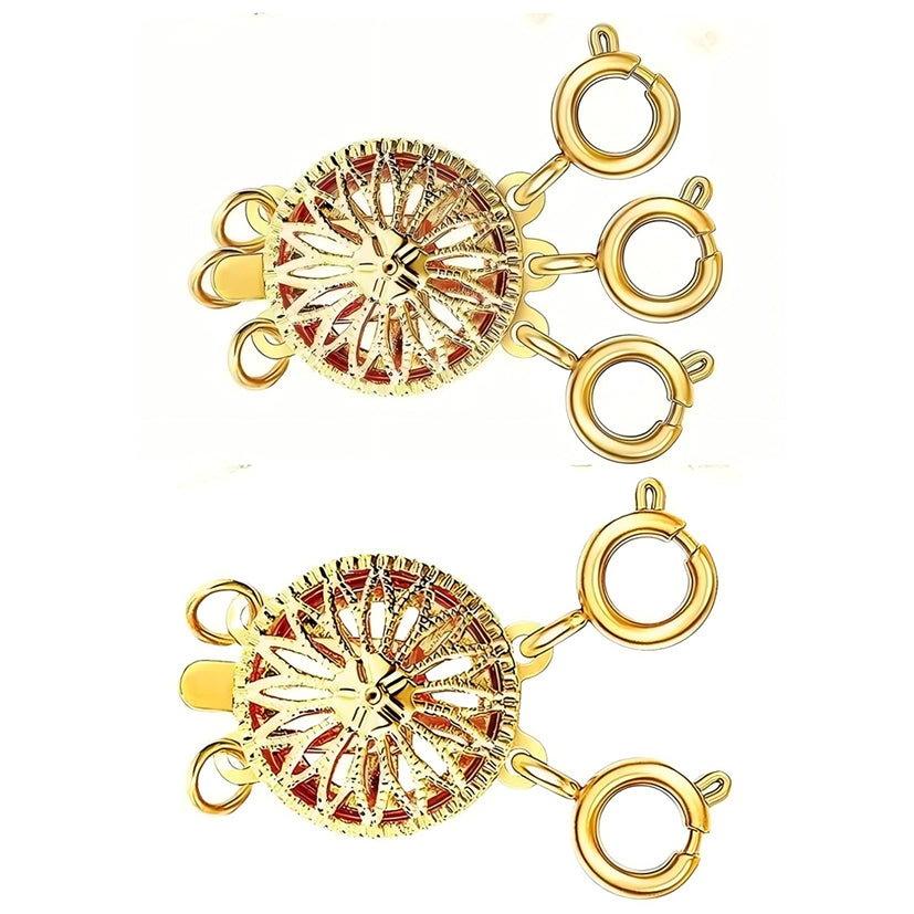 Tangle Free Necklace Layering Clasp Separator in Gold and Silver for Secure Multi Chain Jewelry Attachment