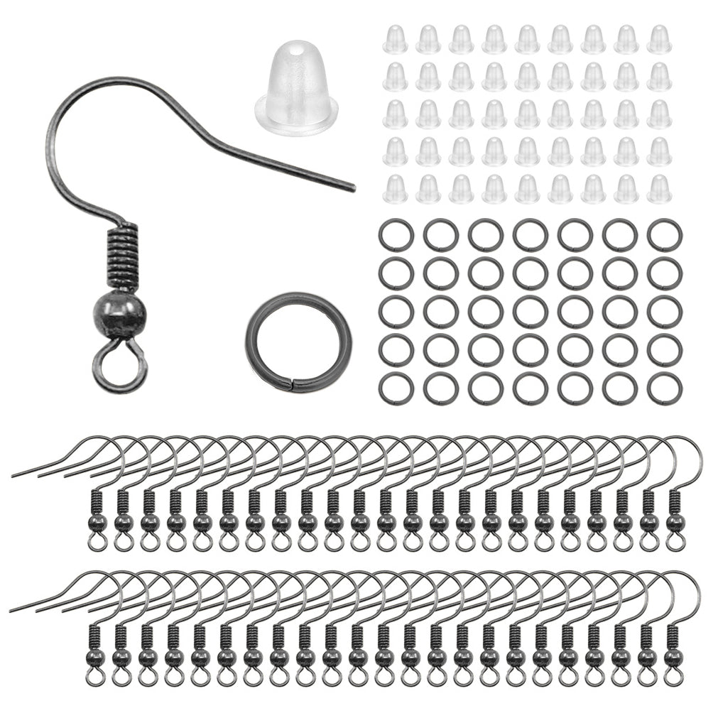 Hypoallergenic Earring Hooks Kit with Backs and Jump Rings for Jewelry Making, Pack of 600