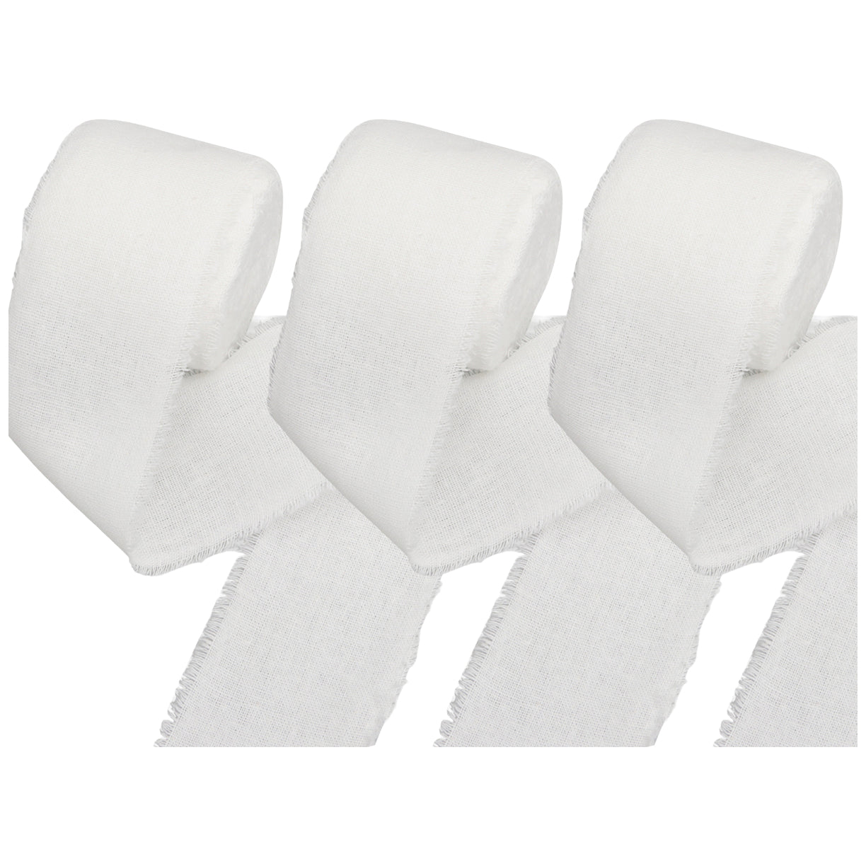 1.5 Inch Cotton Frayed Fabric Ribbon 15 Yards for Crafts and Wedding Decorations, Pack of 3