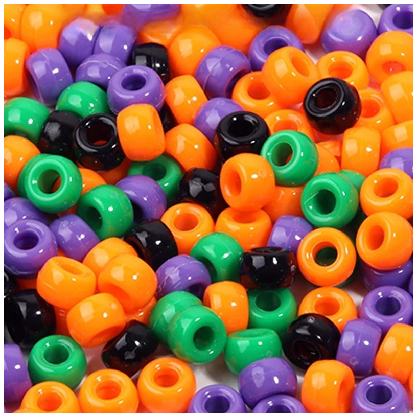 6x9mm Mixed Color Transparent Glitter Pony Beads for Hair Braids and Jewelry Making, Pack of 1000