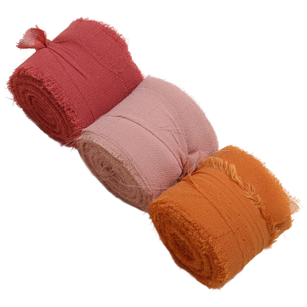 Handmade Chiffon Ribbon 4cm Wide 5m Each for Wedding and Gift Wrapping, Pack of 3