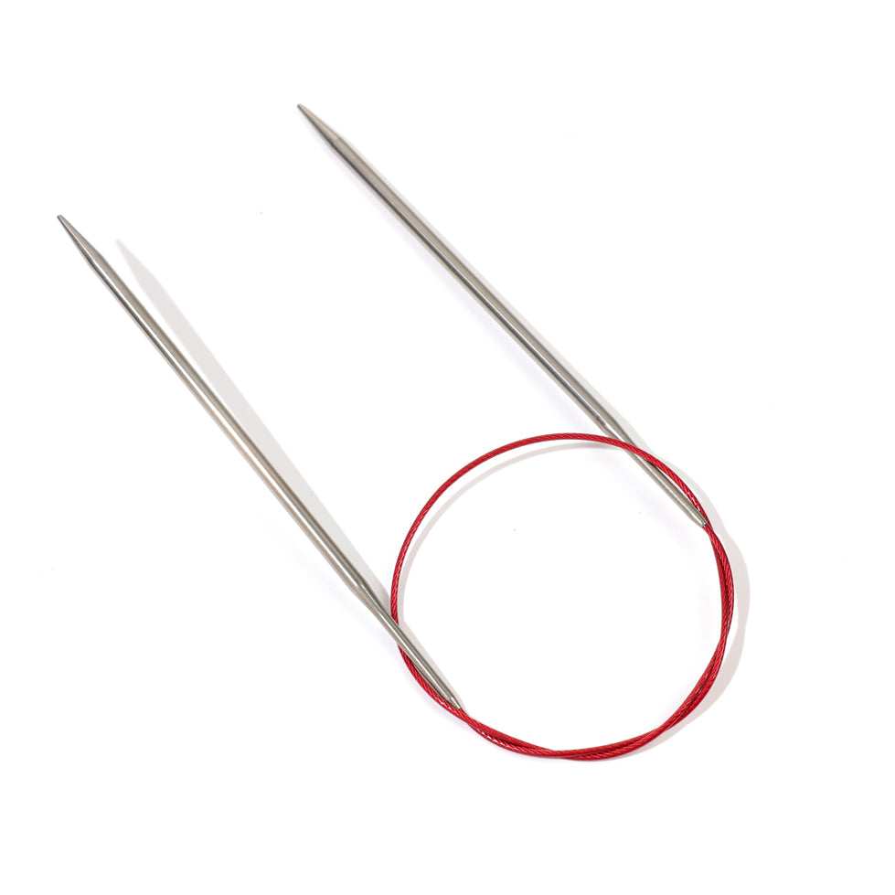 24 Inch Stainless Steel Circular Knitting Needle Size US 6 (4mm) with Flexible Red Cable