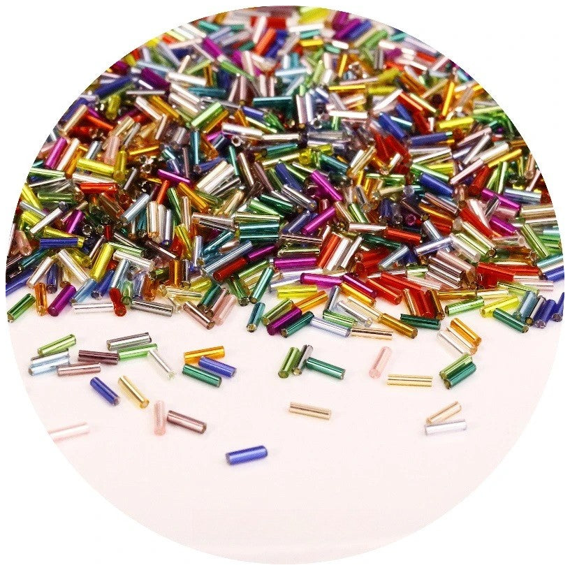 Glass Bugle Beads 2x6mm Mini Tube Seed Beads for Jewelry Making Crafts, Pack of 1200