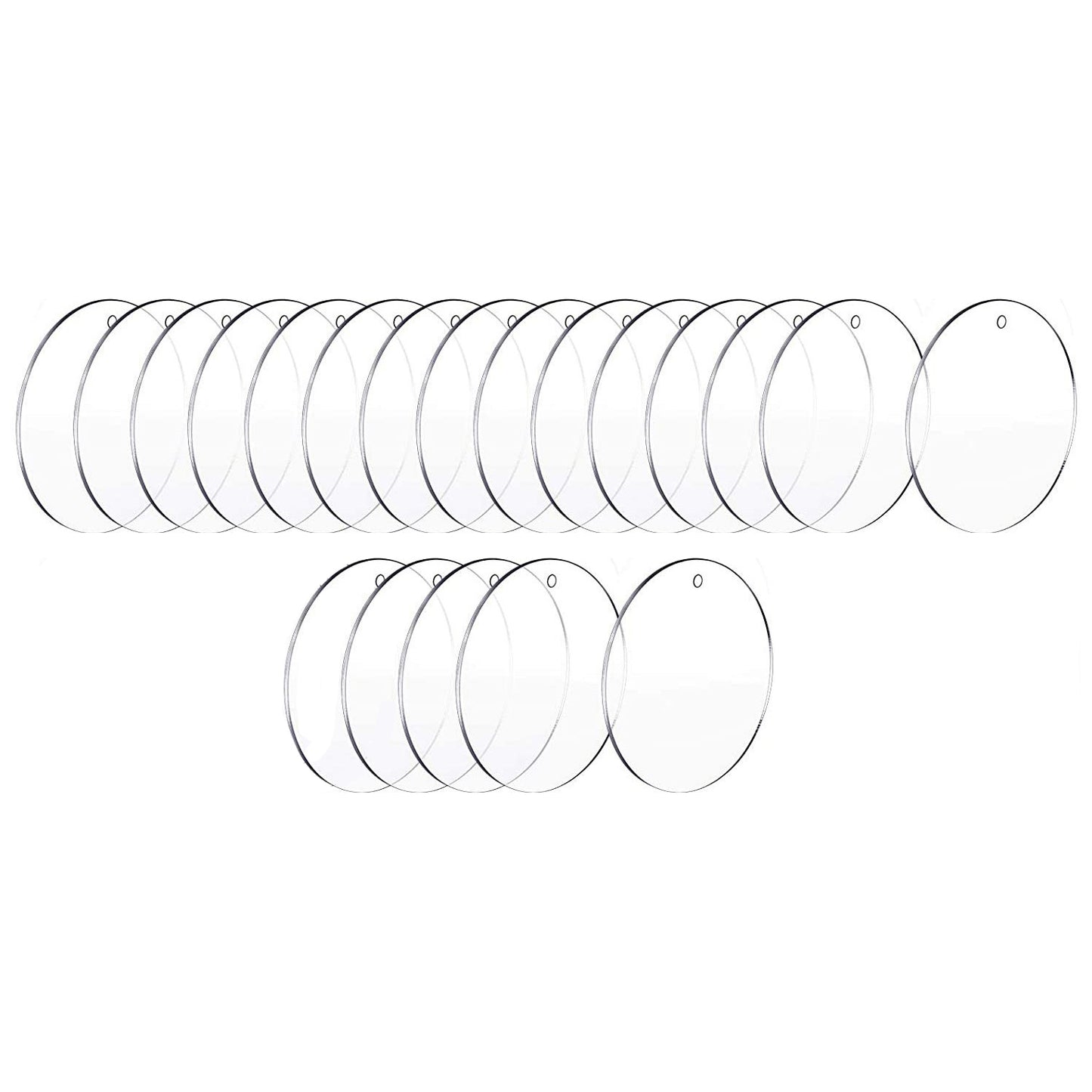 Clear Round Acrylic Blanks with Holes for DIY Christmas Ornaments Crafting and Painting, Pack of 20