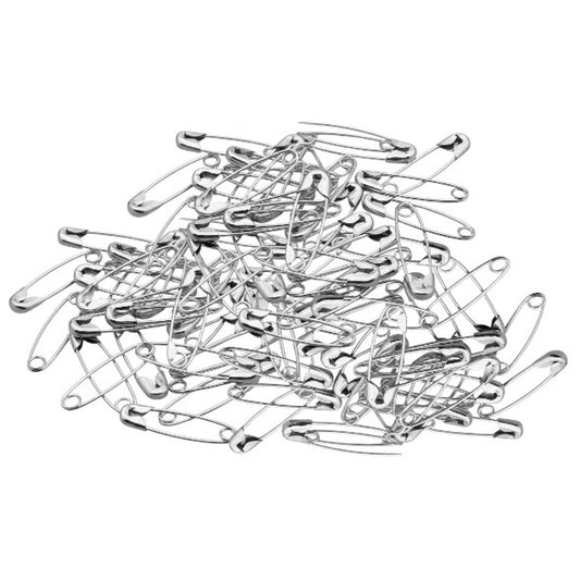 Heavy Duty Steel Safety Pins for Sewing, Crafts, Fashion and First Aid Kits, Pack of 100