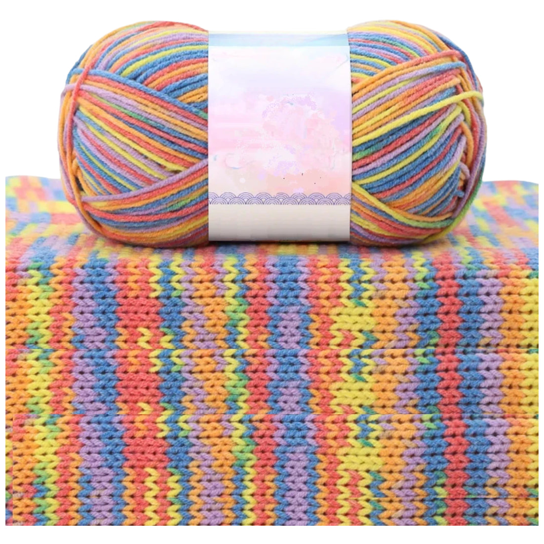 1.5mm Multicolored Fancy Yarn for Knitting & Crocheting Sweaters, Scarves & DIY Crafts, 50 Grams/1.76oz 175 yards