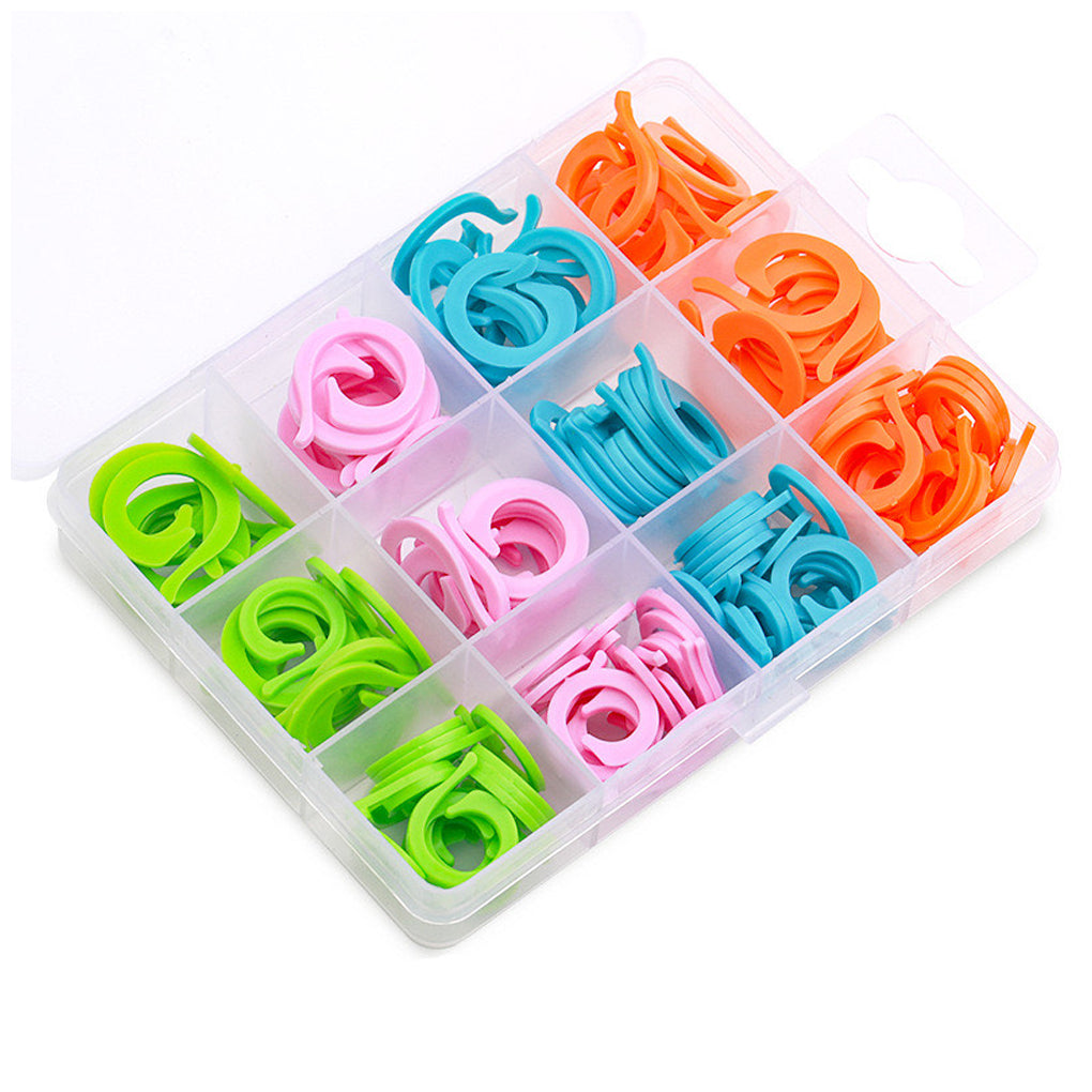 Knitting Stitch Markers Set with Storage Box, Assorted O-Ring Sizes and Colors for Crochet Projects