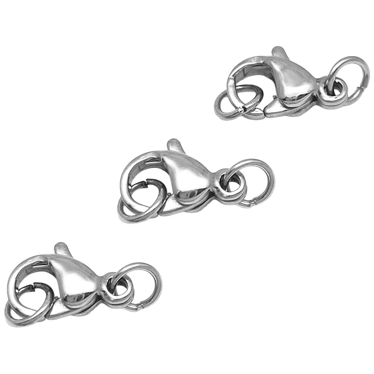 Lobster Claw Clasps with Jump Rings for Jewelry Making Necklace and Bracelet Closures, Pack of 3
