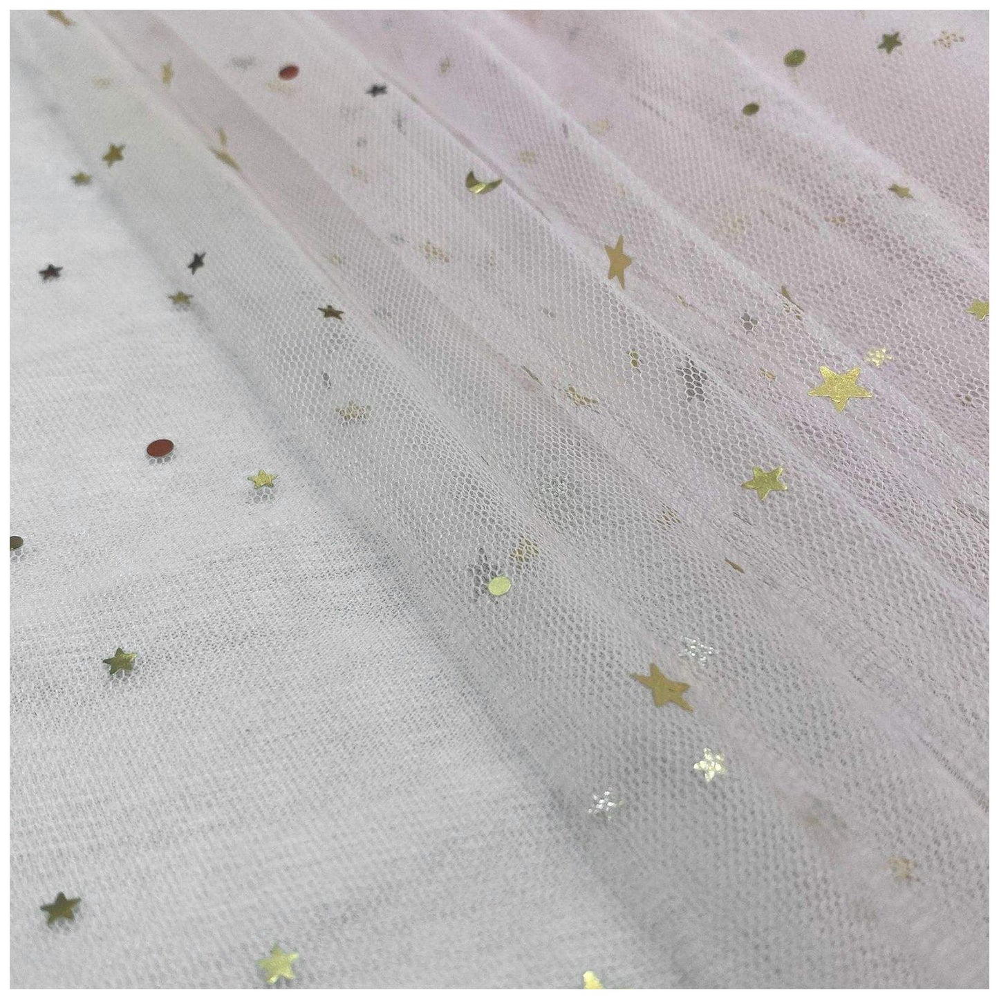 Glitter Tulle Fabric Roll With Star Moon Sequins for Tutu, Bridal Veil, Wedding Decor