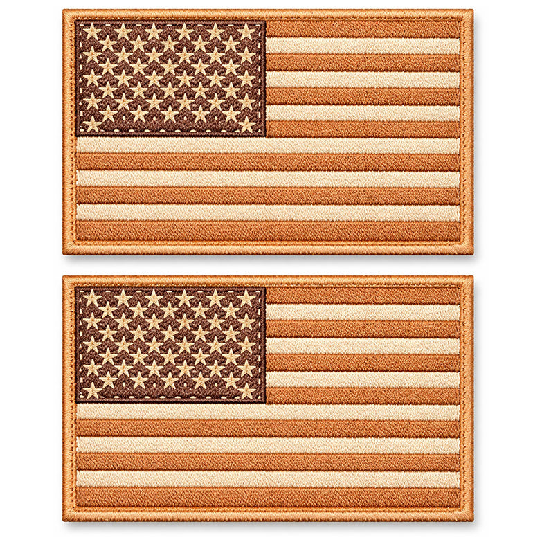 2 Pack Tactical USA Flag Patch 2x3 Inch Embroidered Regular and Reverse with Loop Backing